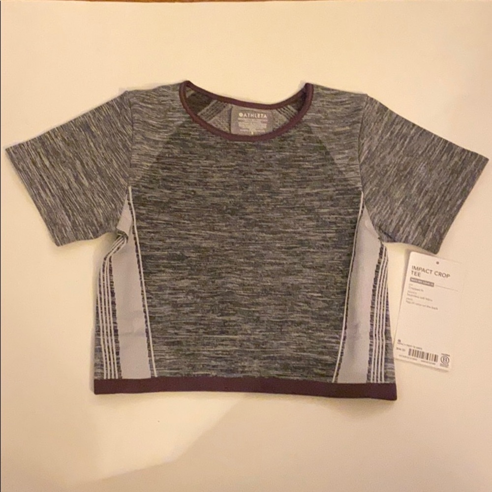 Athleta impact workout crop tee gray XS NWT - Picture 3 of 11